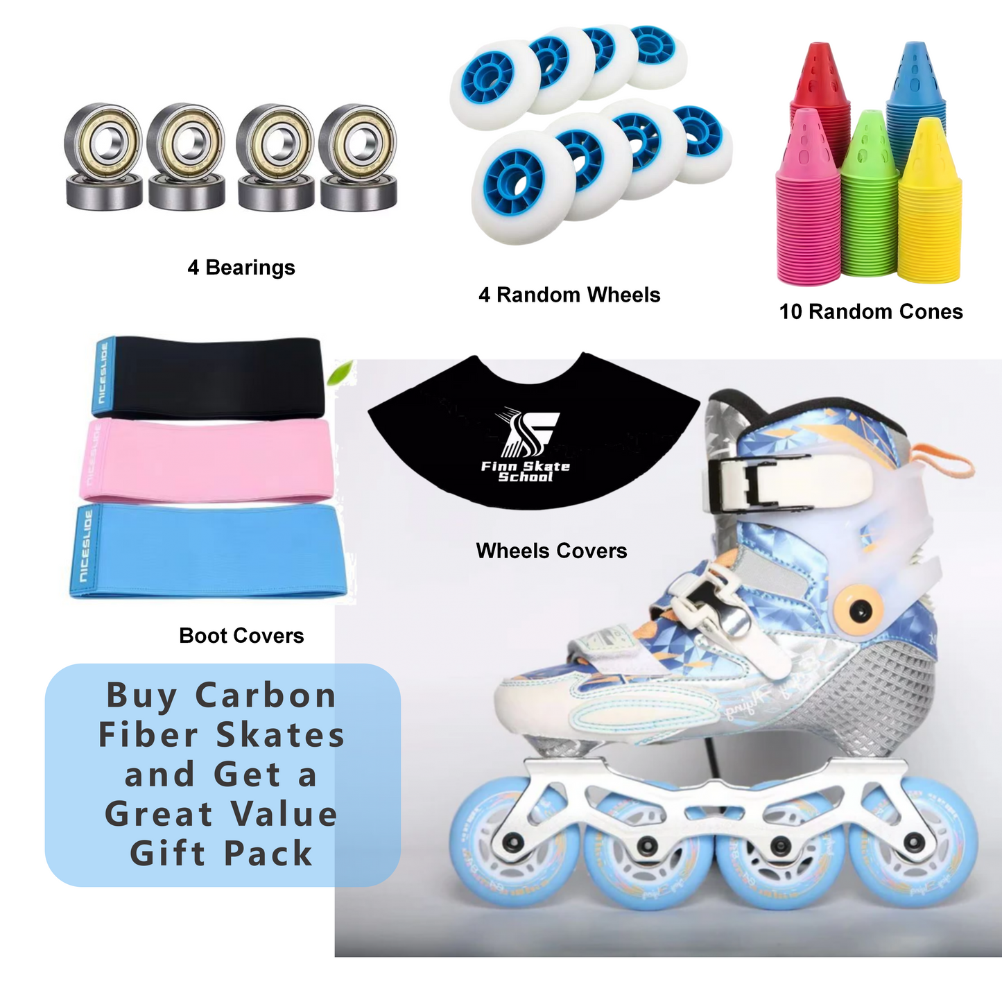 ACTION Colour Carbon Inline Skates-Blue