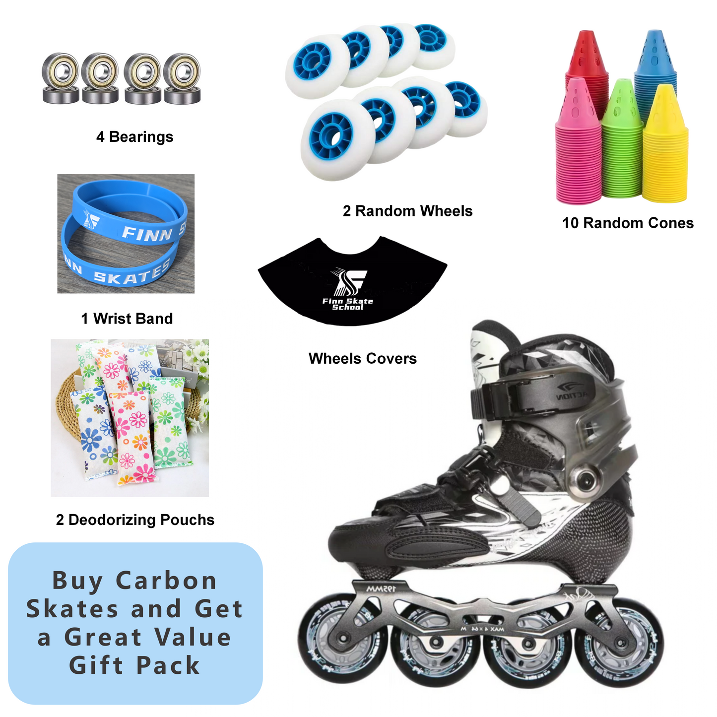 ACTION Colour Carbon Inline Skates-Black