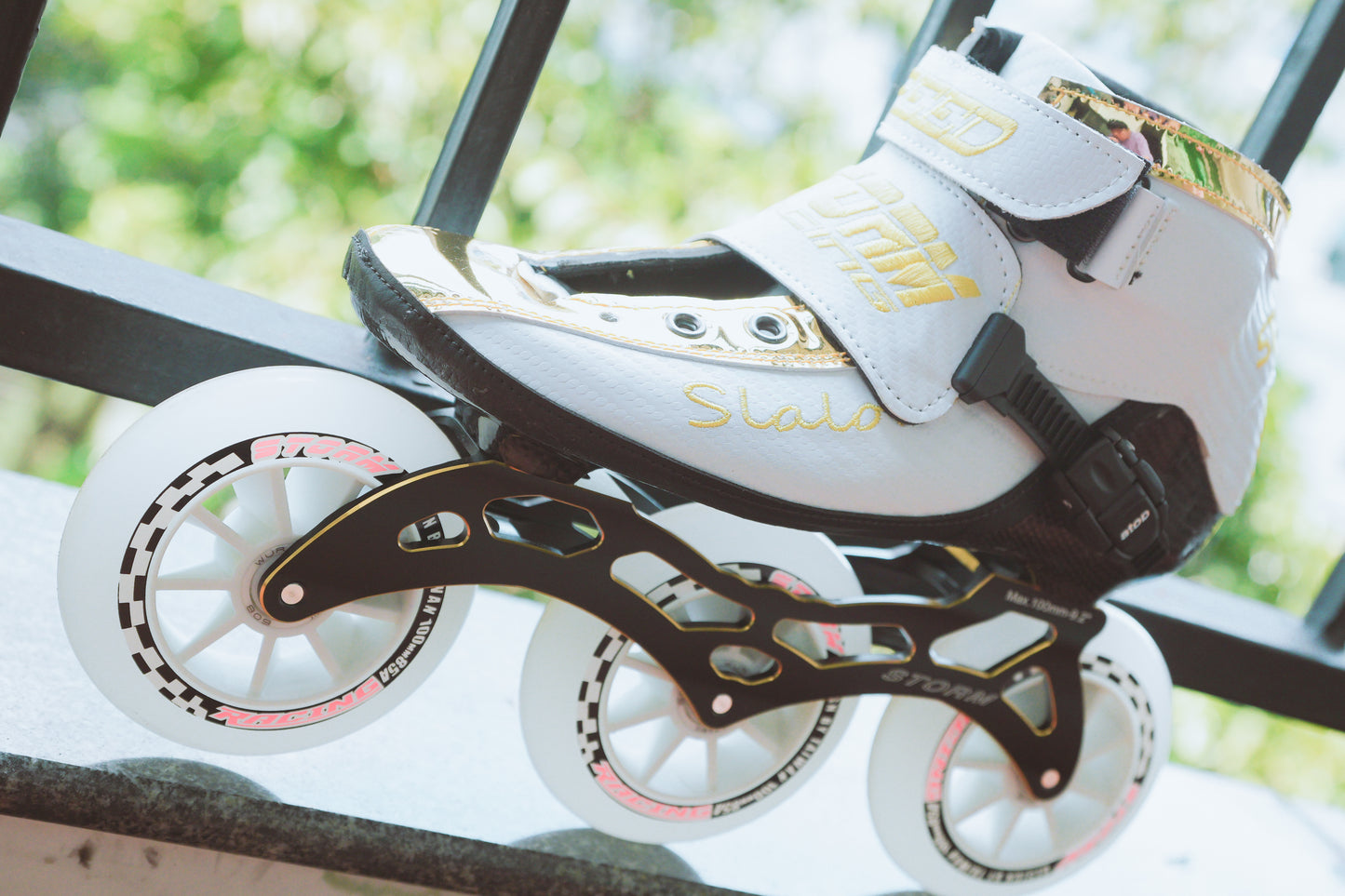 Storm T1 Speed Slalom Skates-White Gold