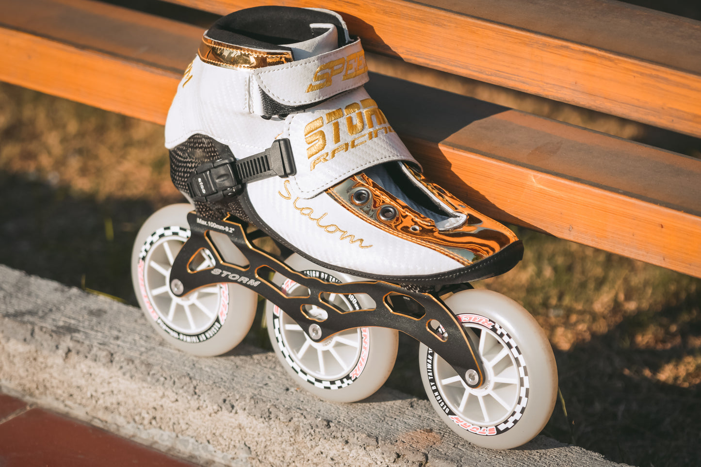 Storm T1 Speed Slalom Skates-White Gold
