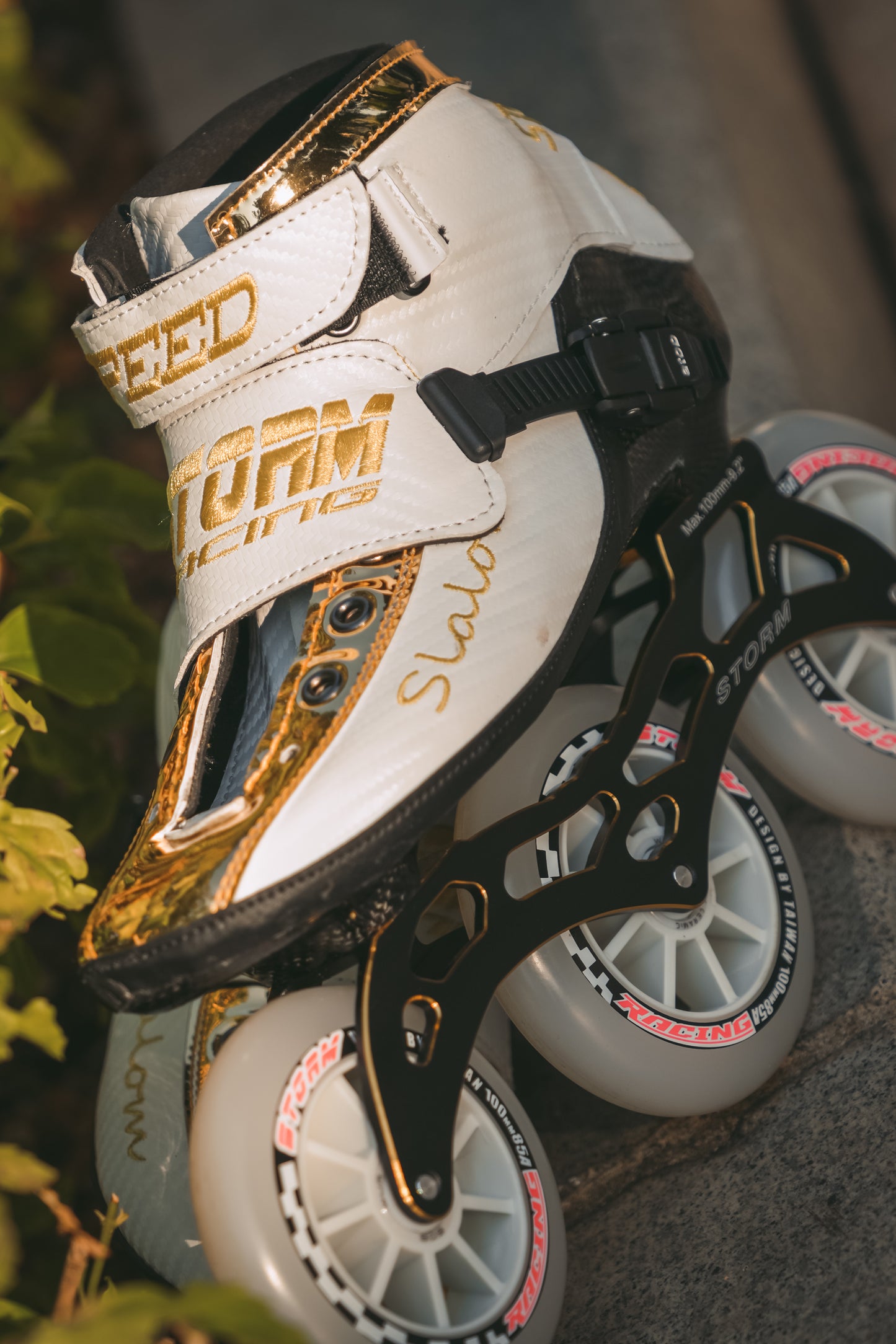Storm T1 Speed Slalom Skates-White Gold