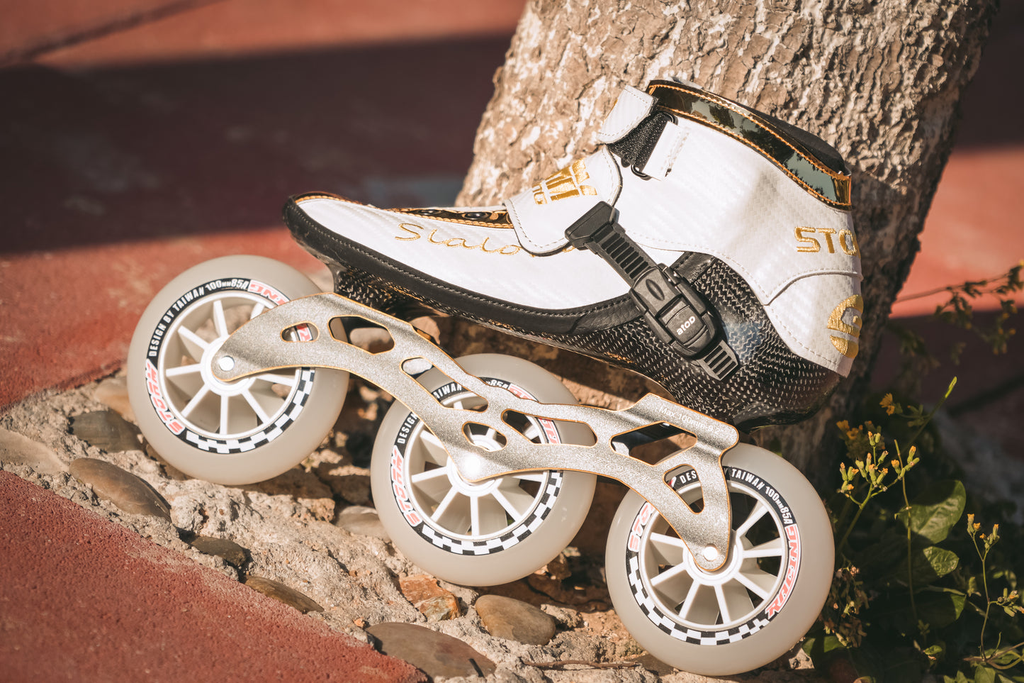 Storm T1 Speed Slalom Skates-White Gold