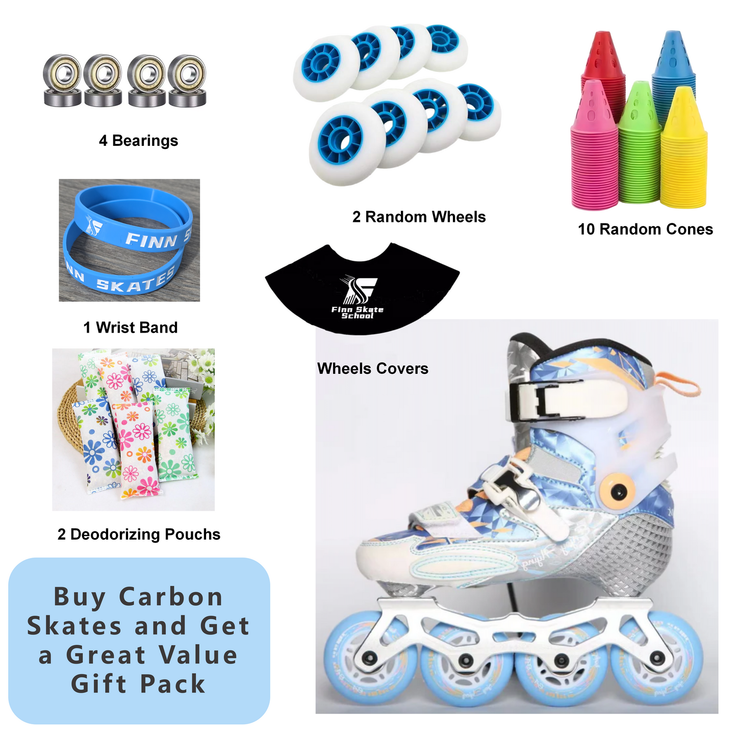 ACTION Colour Carbon Inline Skates-Blue
