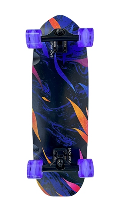 Surf Skateboard-Black white light wheels 31 Inches